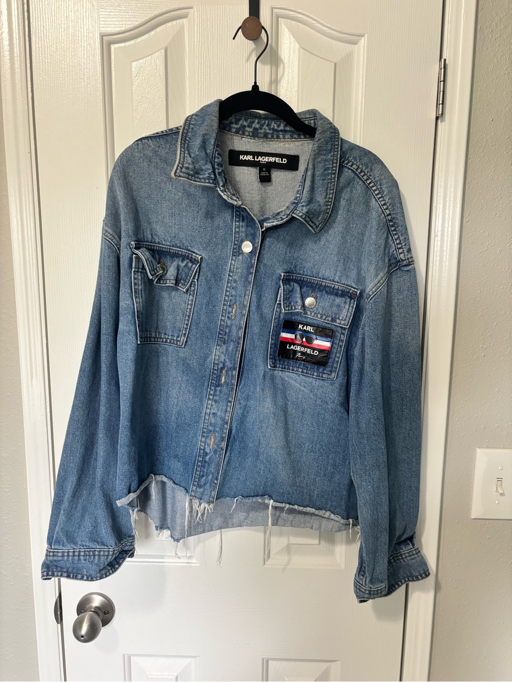Karl Lagerfeld Light Wash Denim Jacket with Patch